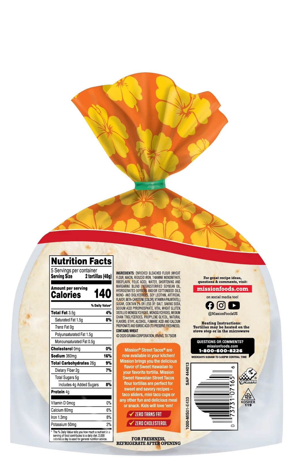 Super Soft Hawaiian Street Taco Flour Tortillas, 8.54 oz, 10 Count B4029