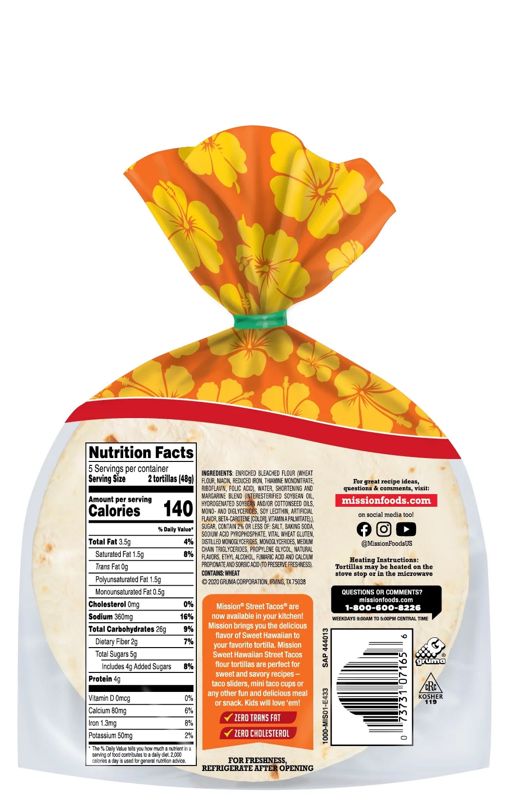 Super Soft Hawaiian Street Taco Flour Tortillas, 8.54 oz, 10 Count B4029