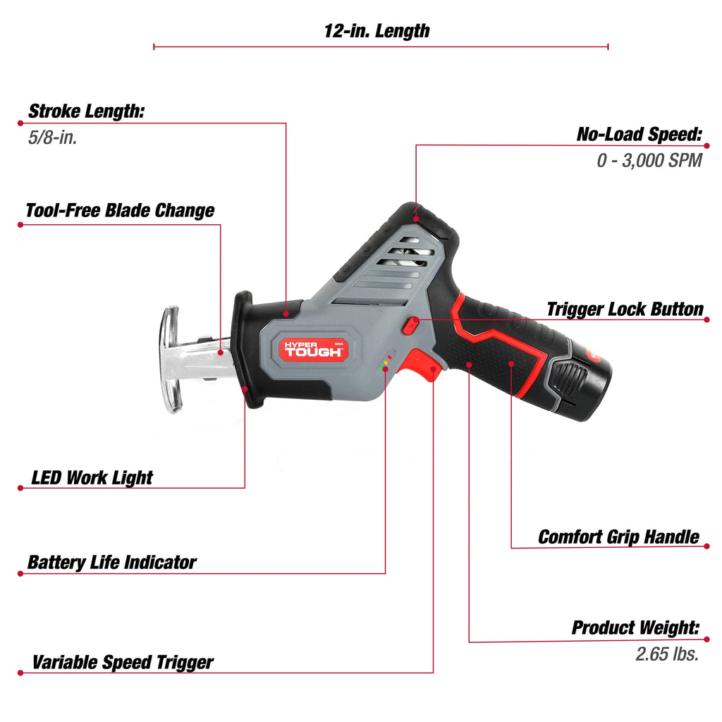 12V Max Lithium-Ion Compact Reciprocating Saw with Battery and Charger B642179