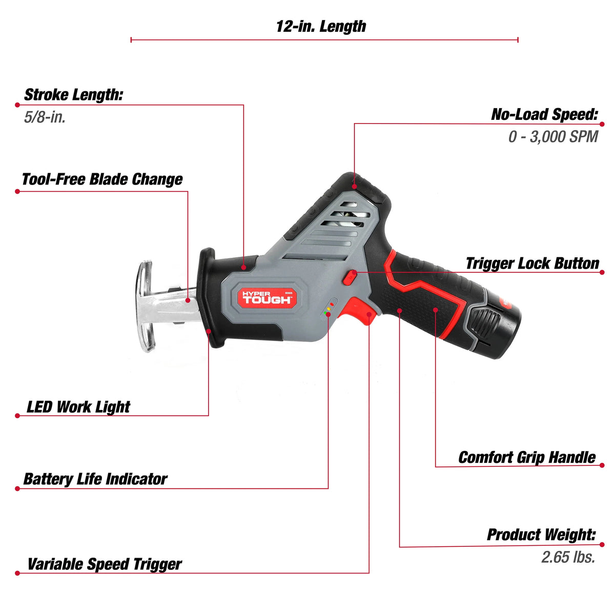 12V Max Lithium-Ion Compact Reciprocating Saw with Battery and Charger B642179