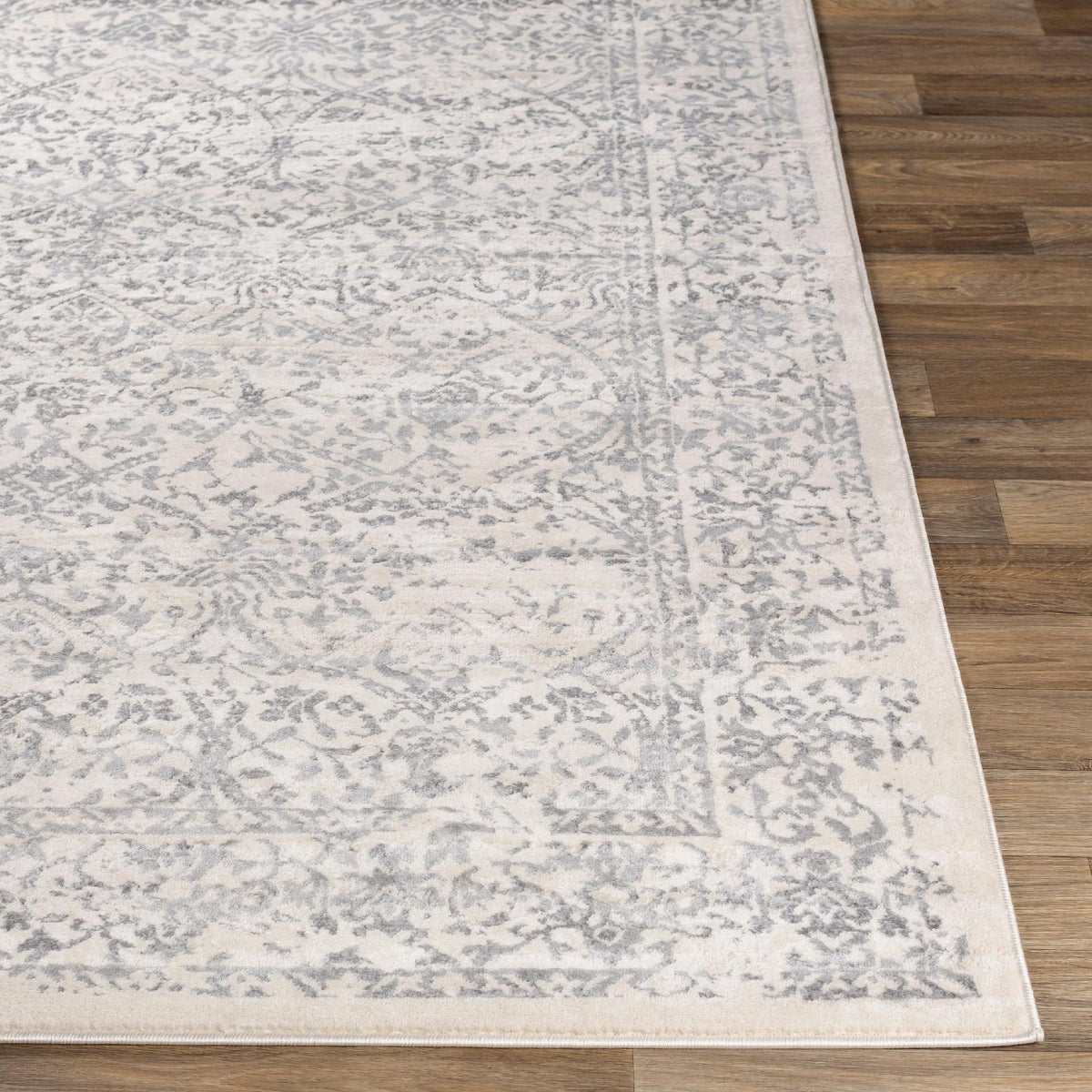 7x9 Gray Ivory Traditional Area Rug F760