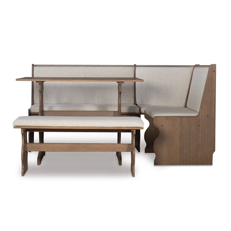 Brown Wood Corner Dining Set L354401