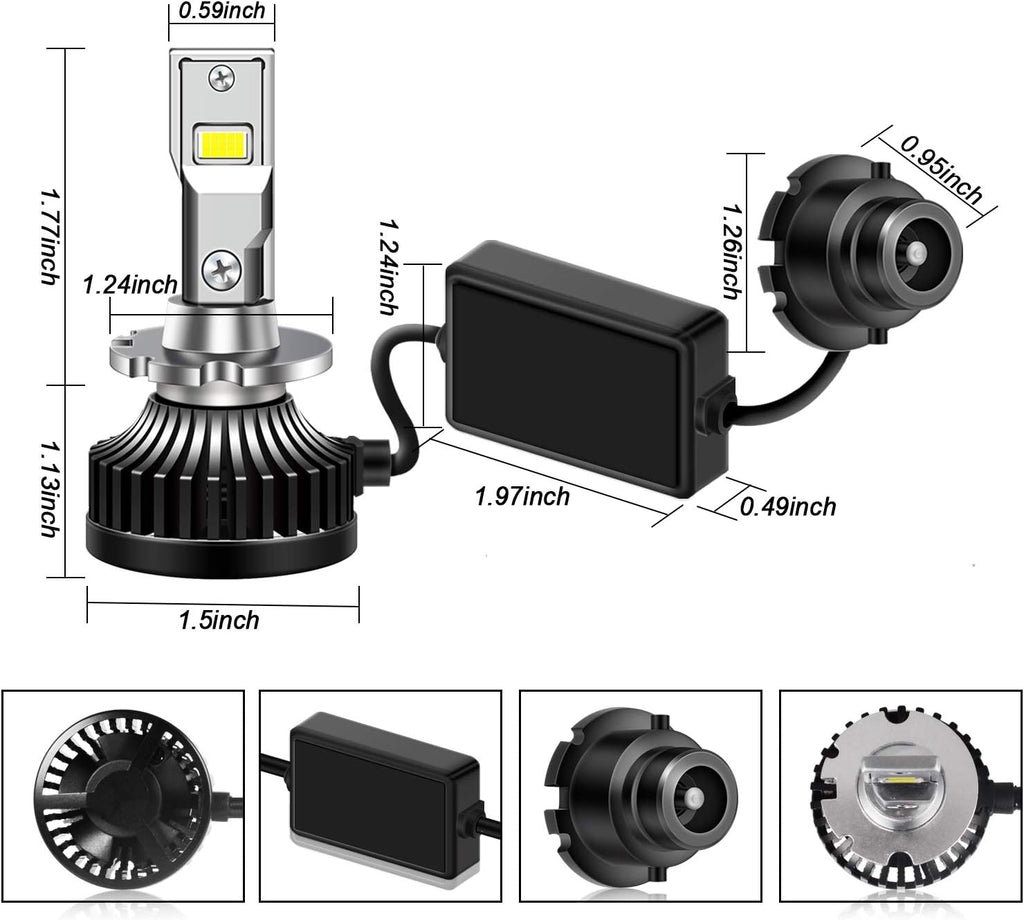 D4S D4R LED Headlight Bulb 35W 8400LM 6000K White, 1 Pair Pack of 2 T977911