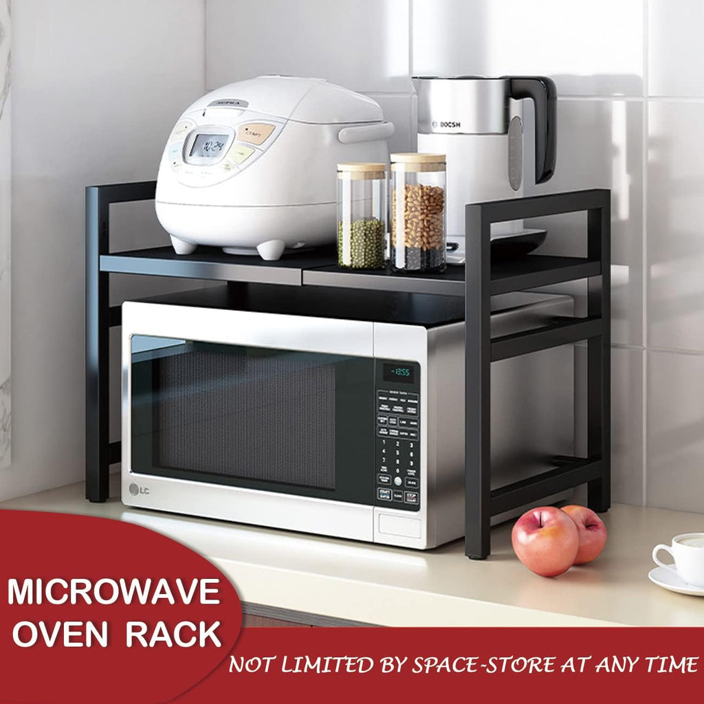 Adjustable Microwave Oven Rack Shelf, Expandable, Black, Pack of 2 C5669