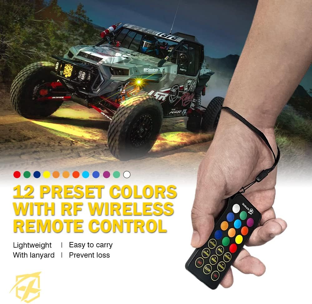 RGBW LED Rock Lights Kit with Bluetooth Controller, 6 Pods T144