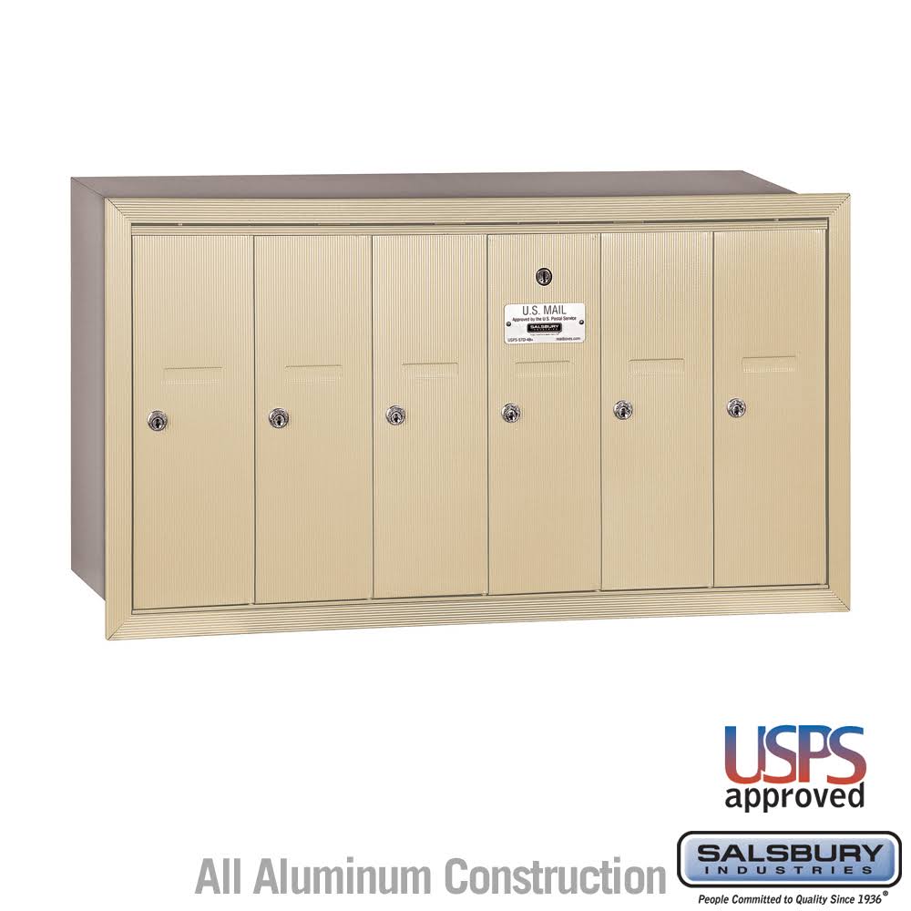 Vertical Mailbox 6 Doors Sandstone Recessed Mounted J3333