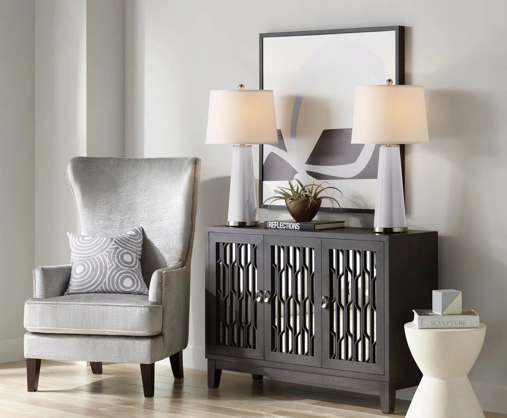 Set of 2 Gray Glass Table Lamps U341320