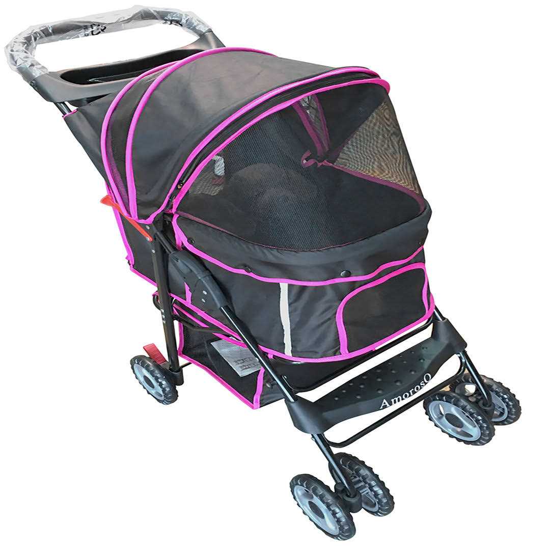 Black Pink Pet Stroller Carrier C43504
