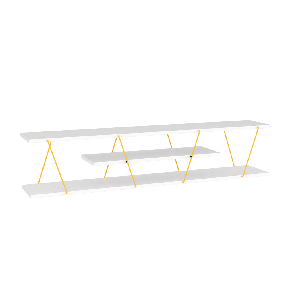 White Yellow 4 Shelf Metal Tv Stand O704
