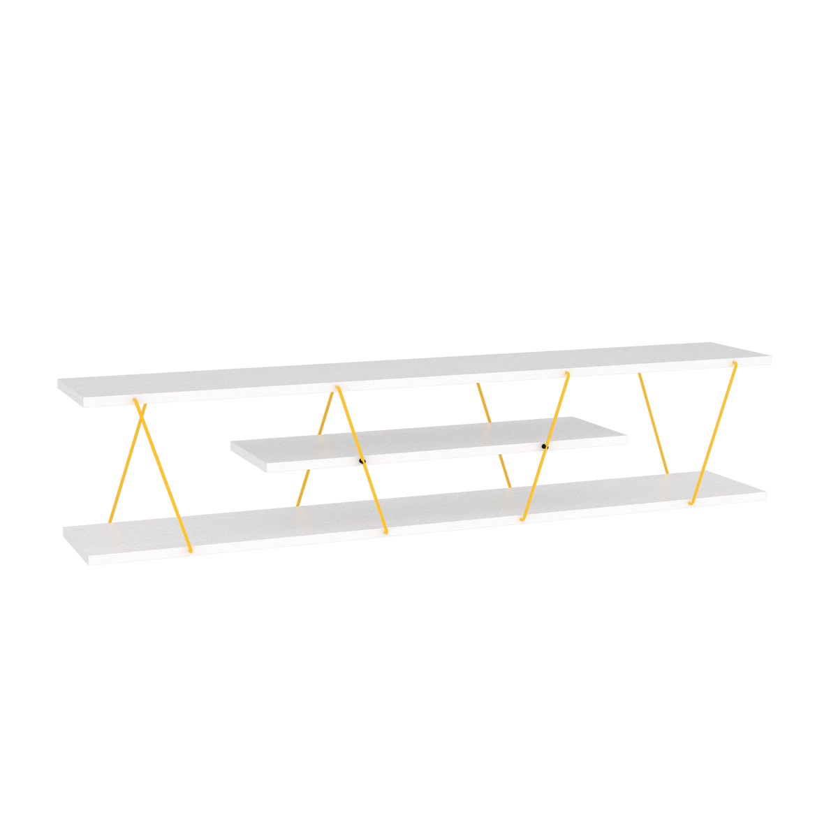 White Yellow 4 Shelf Metal Tv Stand O704