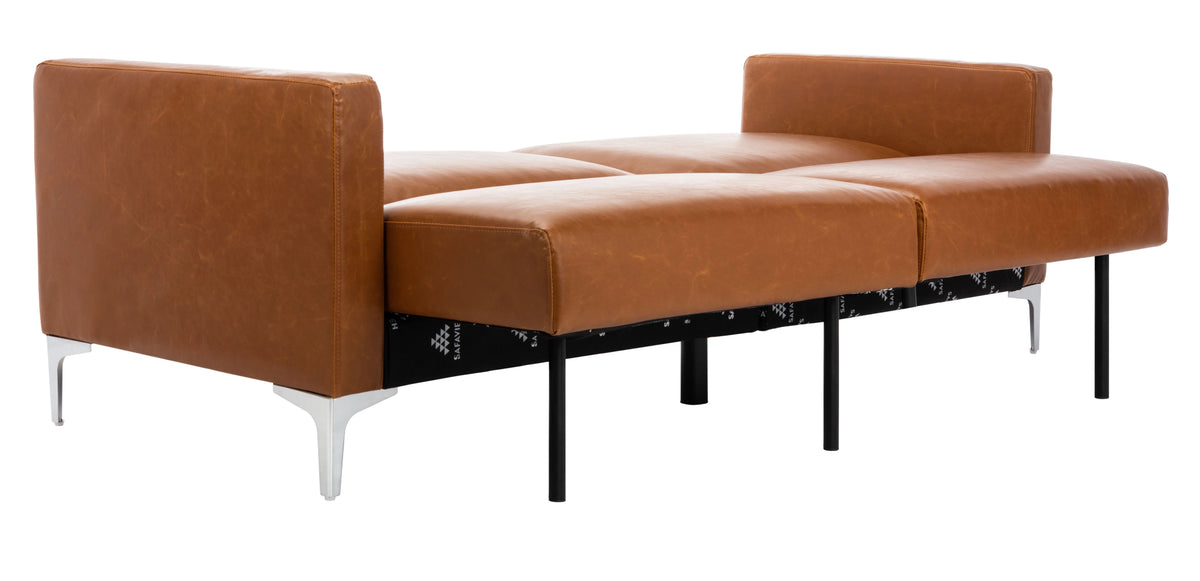 Cognac/Chrome Foldable Futon Bed J847