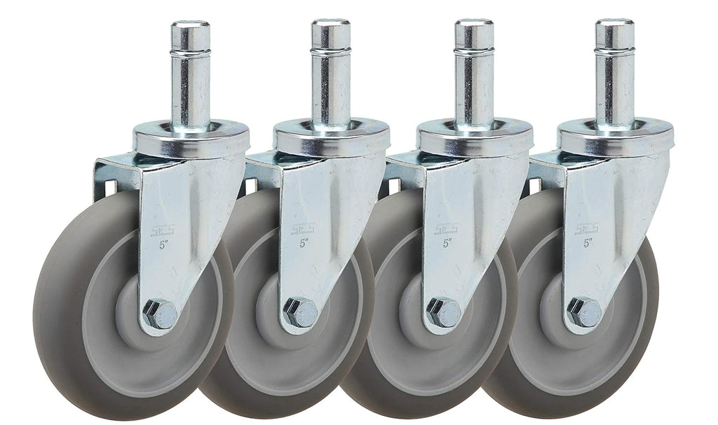 5 Caster Set for Metro Shelving: 4 Swivels with Non-Marking Thermoplastic Rubber Wheel R681