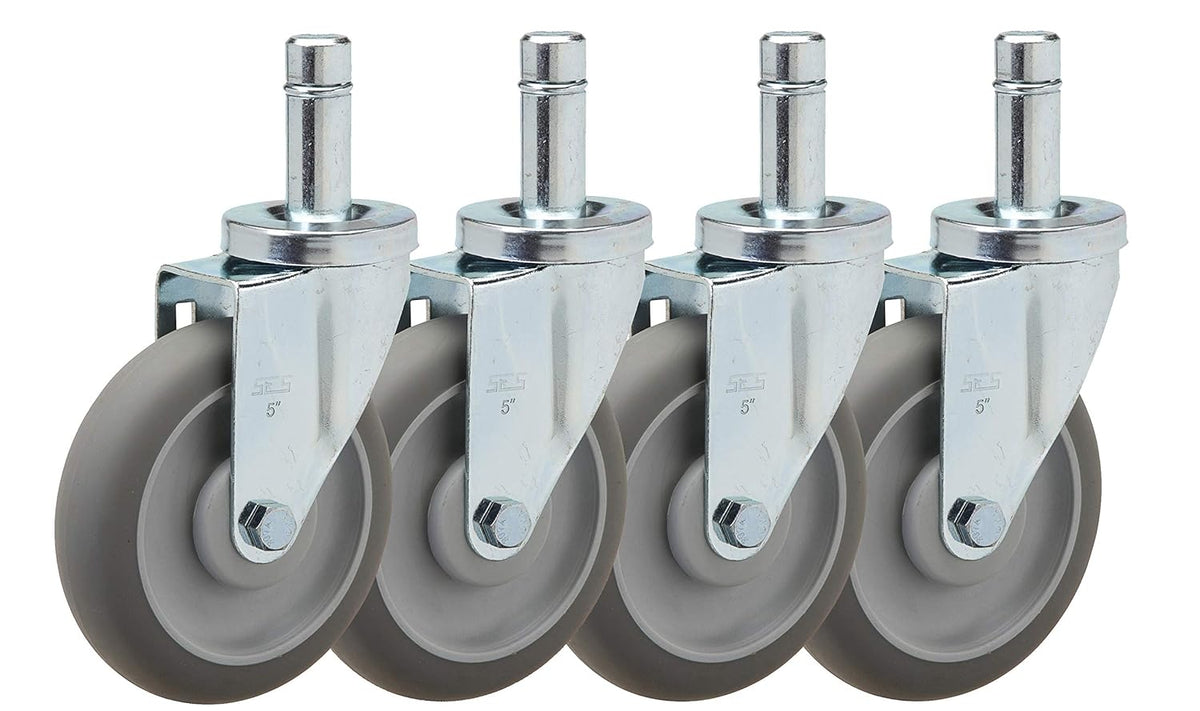5 Caster Set for Metro Shelving: 4 Swivels with Non-Marking Thermoplastic Rubber Wheel R681
