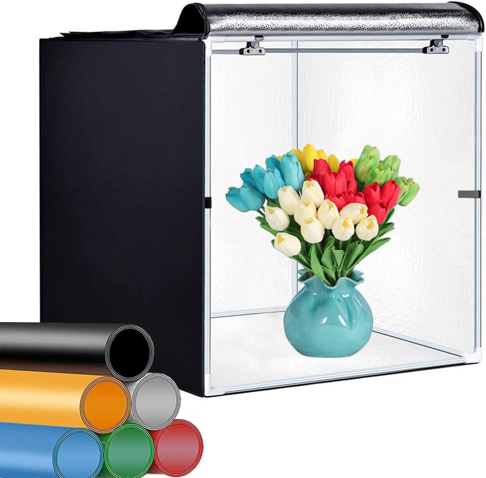 Photo Studio Light Box 24 x 24 Inch Photography Shooting Tent Kit with LED Lights, Carry Bag and 3 Color Backdrops N875077