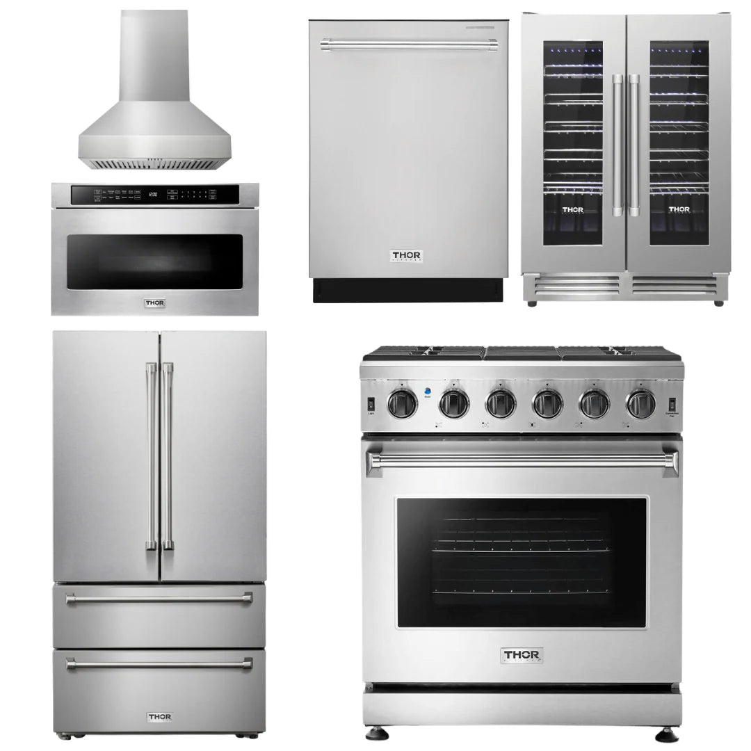 30 Gas Range, Range Hood, Microwave, Refrigerator, Dishwasher, Wine Cooler G644338
