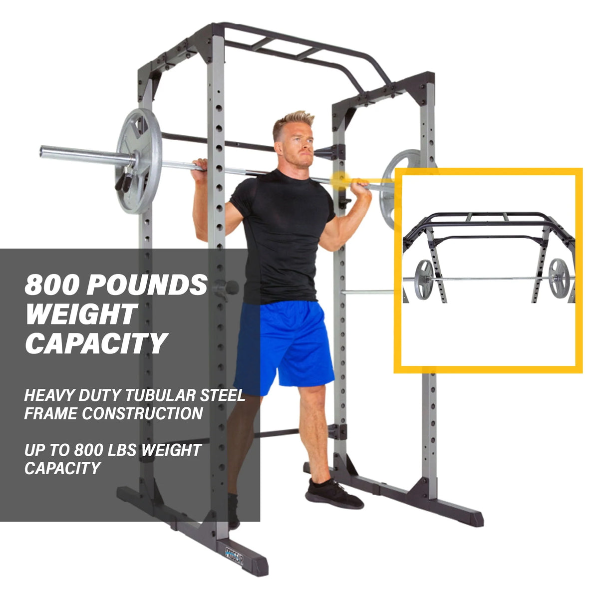 Squat Rack Power Cage with J-Hooks, 800lb Weight Capacity L883318