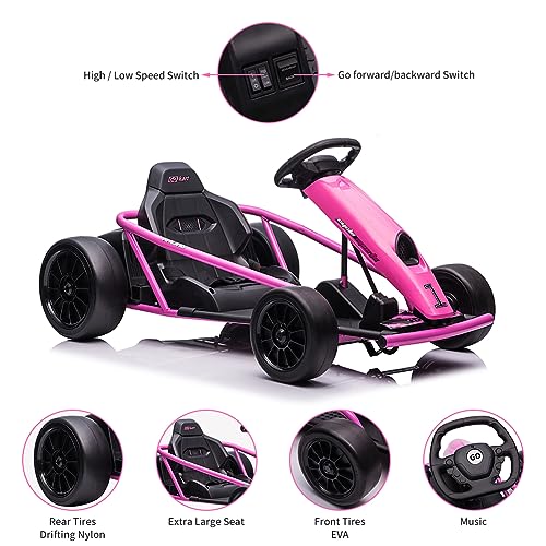 Electric Go Kart, 24V 2 x 300W 8MPH Drift Karts with Seat Belt C861