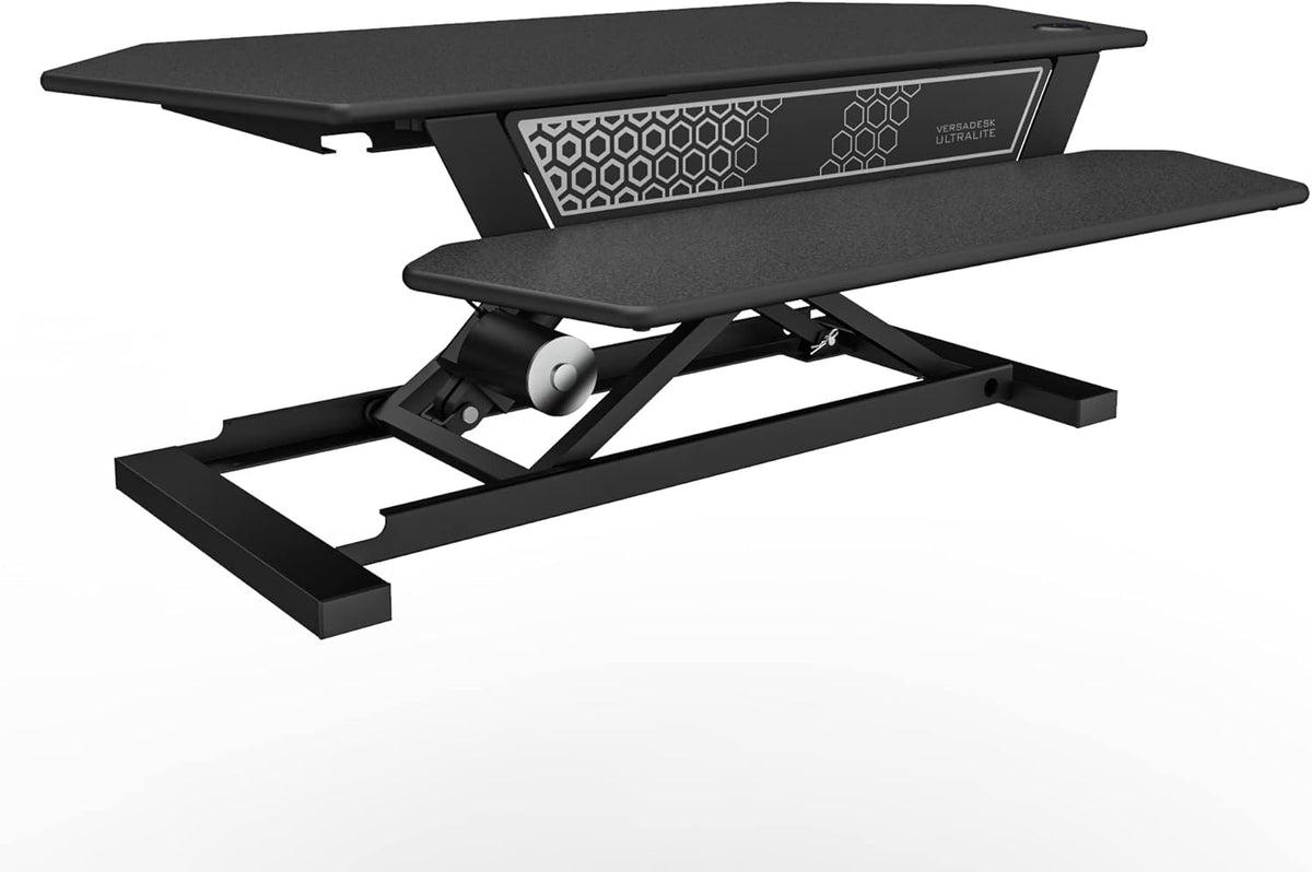 Electric Height-Adjustable Desk Riser with Keyboard and Mouse Tray, 36" x 24" Black E7837