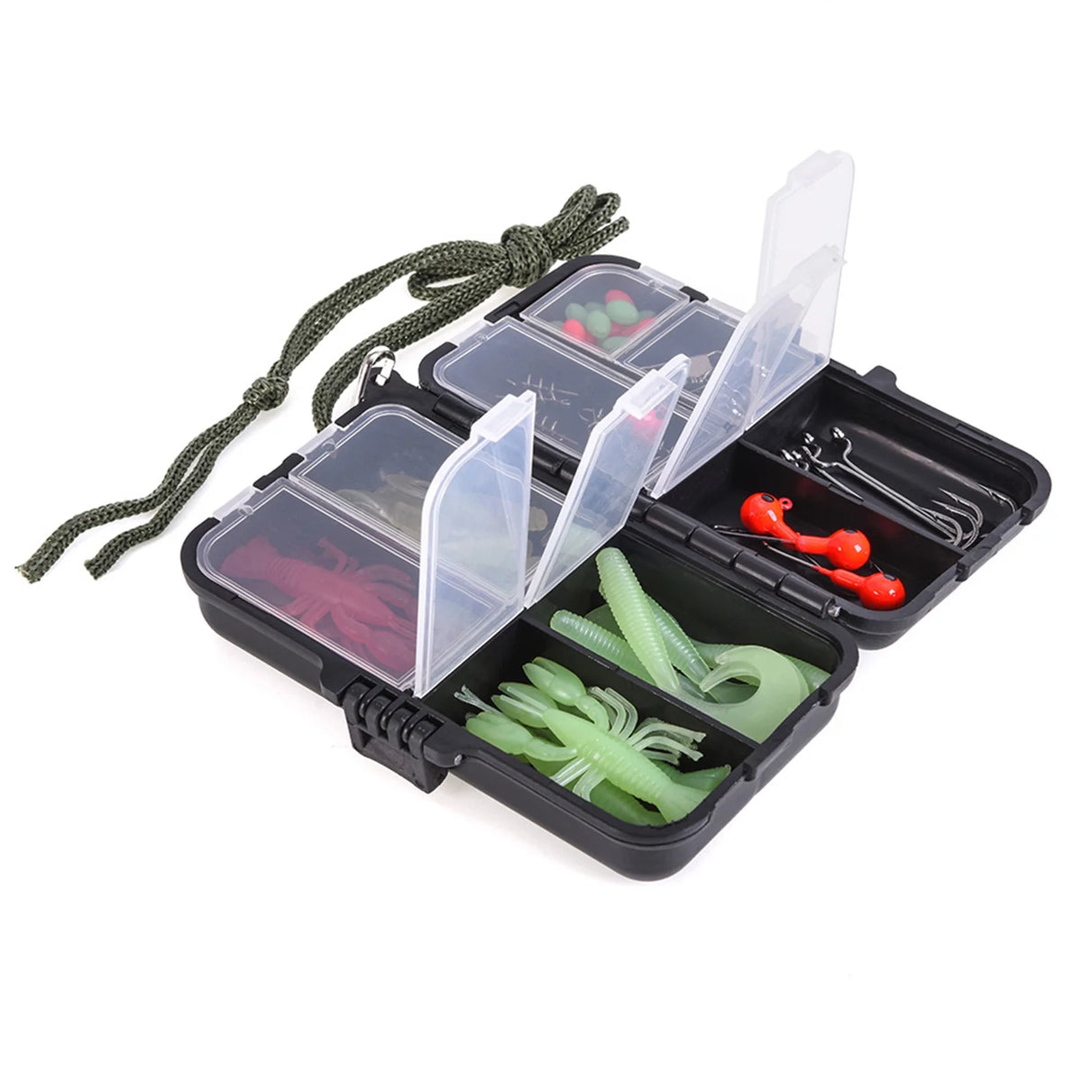 Fishing Rod Reel Combo Set, 2.1m Telescopic Rod, Spinning Reel, Hooks, and Soft Lures S4995