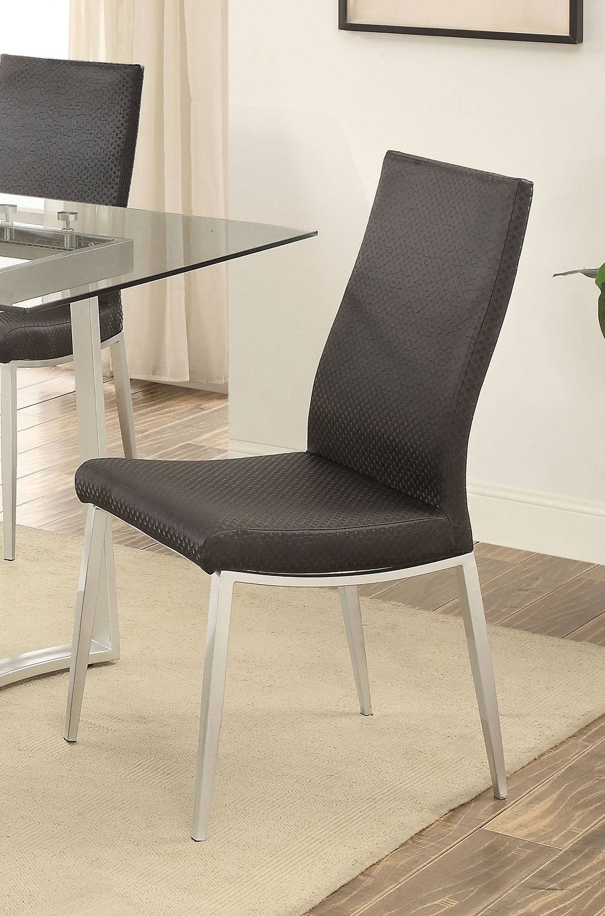 Silver/Black Side Chair Set of 2 A40383