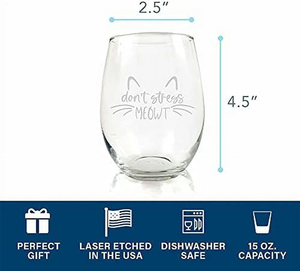 Cat Lover Stemless Wine Glass E872