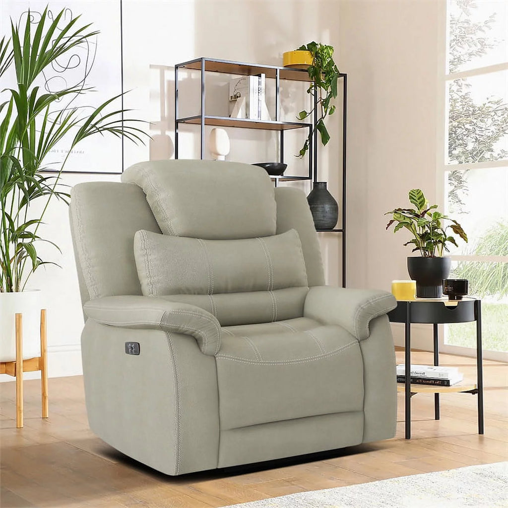 Gray Microfiber Power Reclining Chair B91073