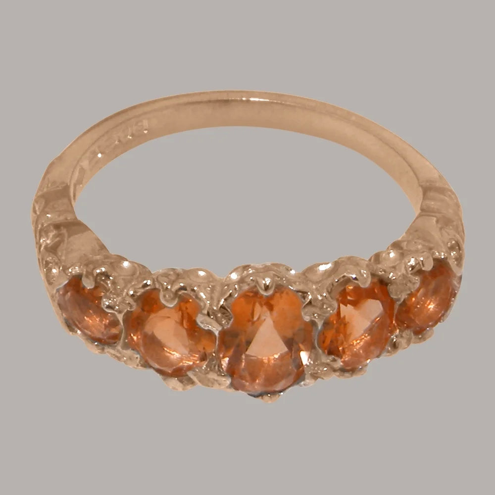 9k Rose Gold Citrine Womens Band Ring W1554