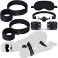 BDSM Bondage Restraints Wrist to Thigh Ankle Cuffs Ball Gag Blindfold Kit Q47519